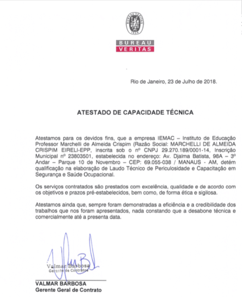 Atestado de Capacidade Técnica - Bureau Veritas